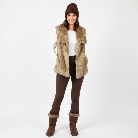 100% Rabbit Fur Sleeveless Open Front Vest By Calypso XS - Picture 7 of 7